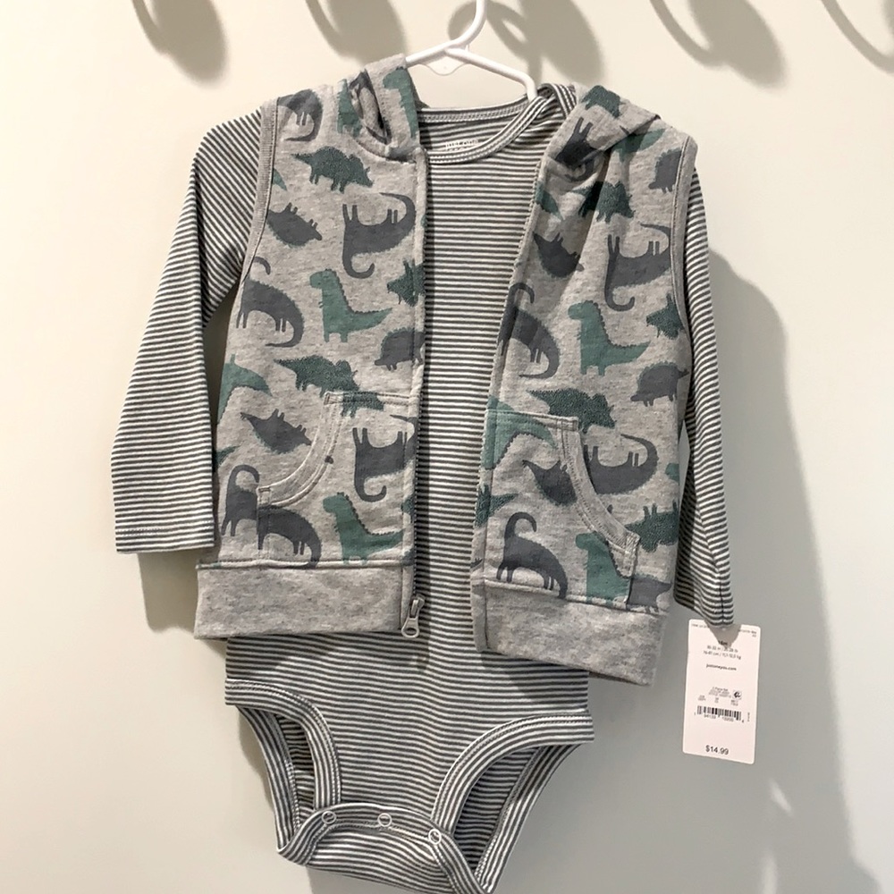 Toddler Long sleeve bodysuit w/vest and hoodie - can worn together or separate